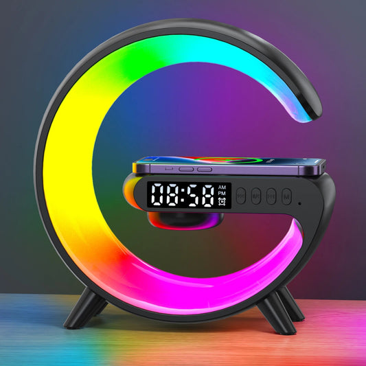 G-Shaped 3 in 1 Wireless Charger + Speaker + Clock